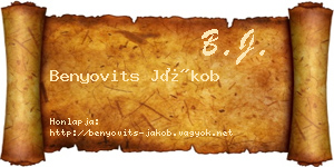 Benyovits Jákob névjegykártya
